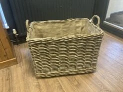 Large Wicker Log Store Basket With Wheels