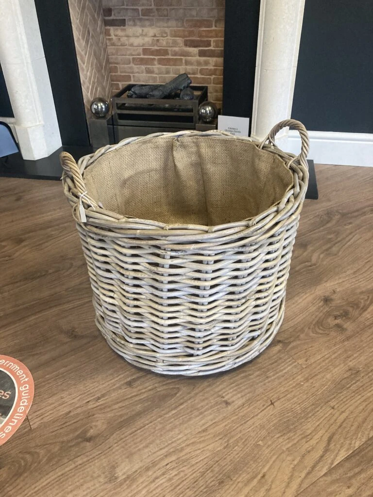 Wicker Log Store Basket Circular