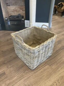 Square Wicker Log Store Basket