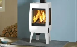 Dovre Sense 103 Pure White Enamel With Glass Sides & Legs