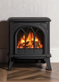 Gazco Huntingdon 20 Electric – Matt Black, Tracery Door